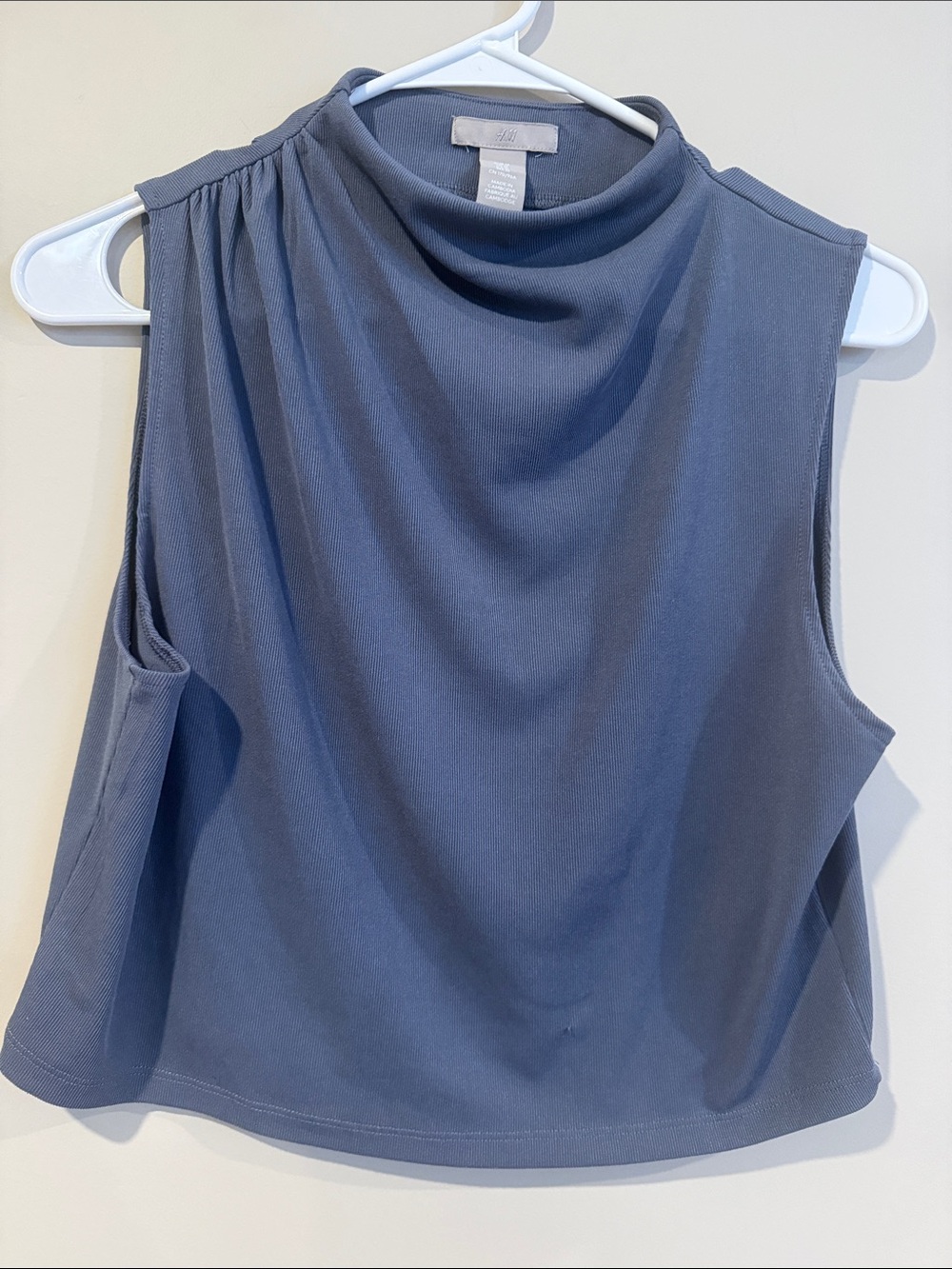 H&M Sleeveless Mock Neck Top in Slate Blue